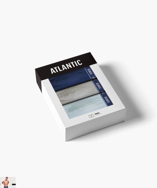 Боксеры мужские Atlantic 3MH-214 (3 шт) 3mh-214-3-sht-temno-blakytnyi/siryi-melanzh/blakytnyi фото