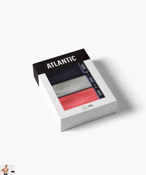 Боксеры мужские Atlantic 3MH-214 (3 шт) 3mh-214-3-sht-temno-synii/siryi-melanzh/koralovyi фото