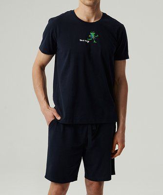 Пижама мужская NMP-383 (футболка, шорты) nmp-383-futbolka-shorty/temno-synii/xxl фото