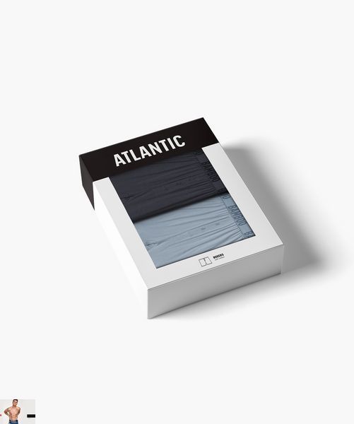 Боксери чоловічі  Atlantic 2MBX-076 (2 шт) 2mbx-076-2-sht-pastelnoho-blakytnoho-ta-hrafitovoho фото