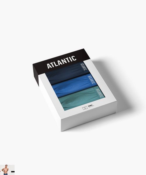 Боксеры мужские Atlantic 3MH-011 (3 шт) 3mh-011-3-sht-blakytnyi/temno-blakytnyi/svitlo-zelenyi фото