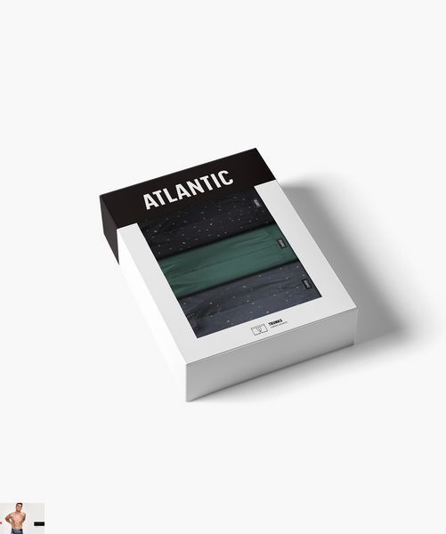 Боксеры мужские Atlantic 3MH-204 (набор из 3 шт.) 3mh-204-nabir-z-3-sht./chornyi/zelenyi/hrafitovyi фото