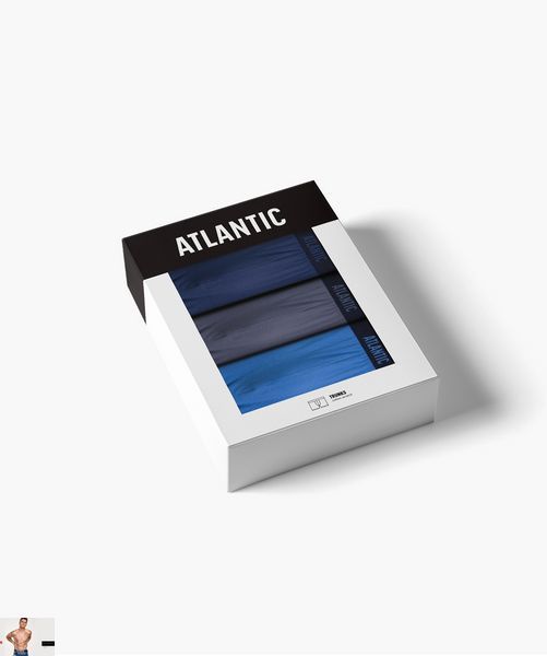Боксеры мужские Atlantic 3MH-011 (3 шт) 3mh-011-3-sht-svitlo-blakytnyi-temno-blakytnyi-ta-indyho фото