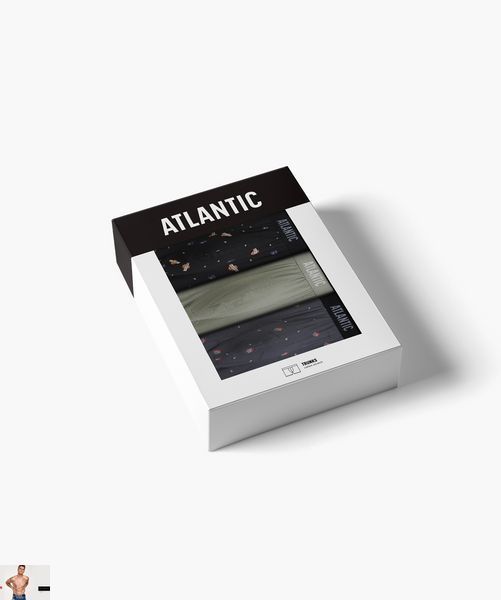 Боксери чоловічі Atlantic 3MH-211 (3 шт) 3mh-211-3-sht-chorni-ta-hrafitovi-boksery-z-pryntom-na-basketbolnu-tematyku-ta-svitlo-zeleni-s фото